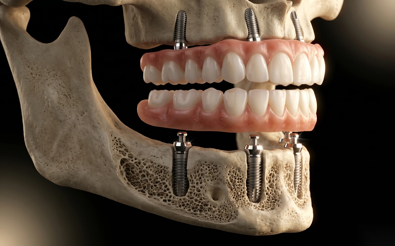 Prótese protocolo fixa sobre 4 implantes em mandíbula